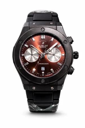 Hublot Geneve Chronograph – Black Case Brown Dial Rubber Strap