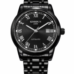 KIMSDUN 1888 Automatic Men's Watch – Black Stainless Steel, Roman Dial