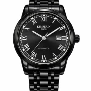 KIMSDUN 1888 Automatic Men's Watch – Black Stainless Steel, Roman Dial