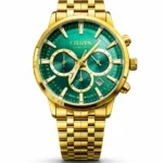 Citizen Men Chronograph Green Dial Gold Stainless Steel Watch