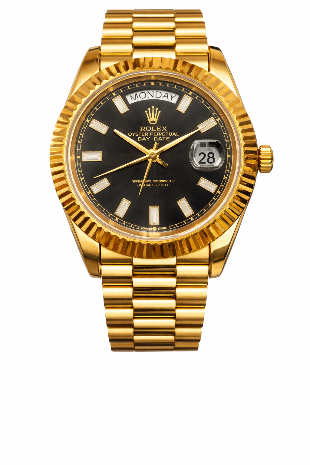 Rolex Day-Date- Black Dial with Diamond Markers