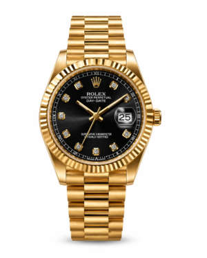 Rolex Oyster Perpetual Day-Date Gold Watch with Black Dial