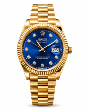 Rolex Oyster Perpetual Day-Date Gold Watch with Blue Dial