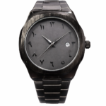 Minimalist Black Aura Arabic Dial Stainless Steel Watch