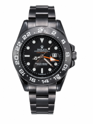 Black Dial Explorer Watch with stainless steel black strap