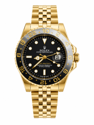 Gold Black Dial Watch with stainless steel gold strap